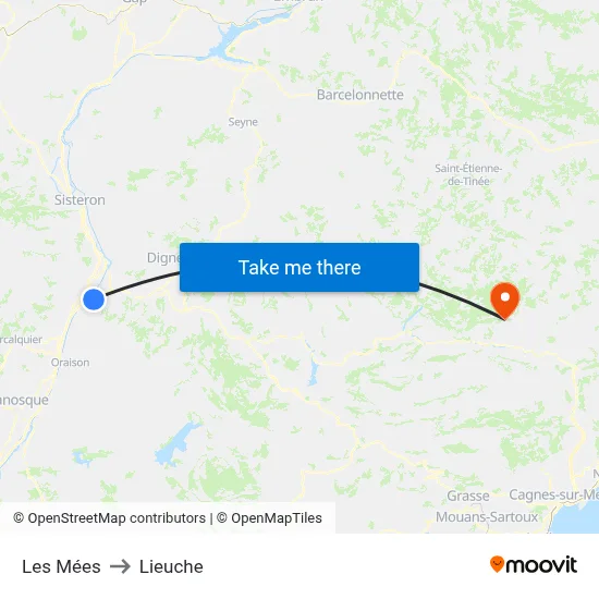 Les Mées to Lieuche map