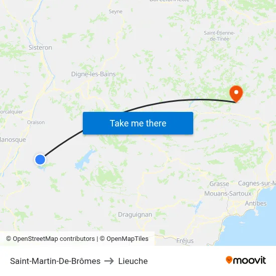 Saint-Martin-De-Brômes to Lieuche map