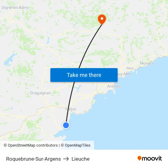 Roquebrune-Sur-Argens to Lieuche map