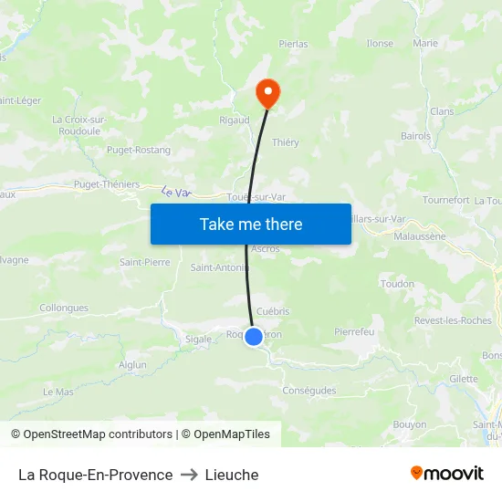 La Roque-En-Provence to Lieuche map