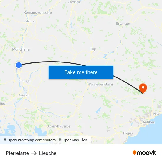 Pierrelatte to Lieuche map
