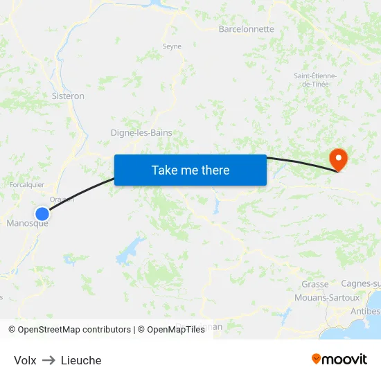 Volx to Lieuche map