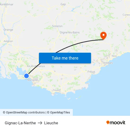 Gignac-La-Nerthe to Lieuche map