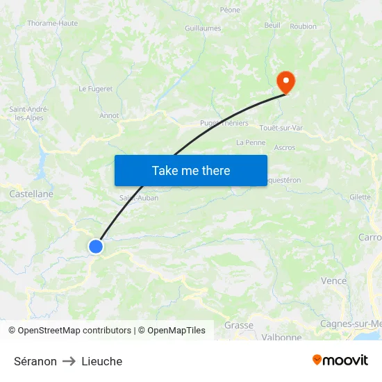 Séranon to Lieuche map