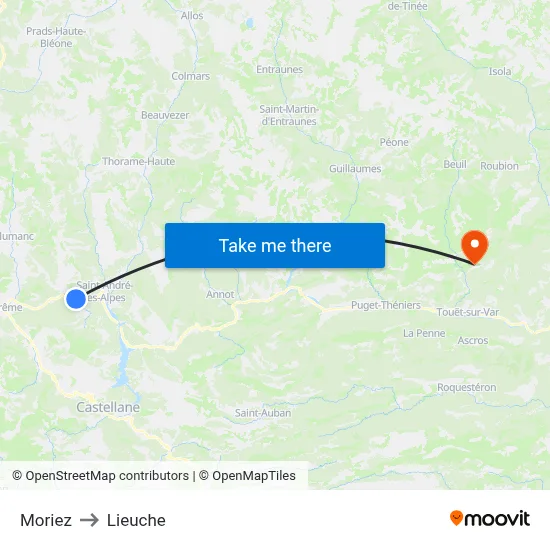 Moriez to Lieuche map