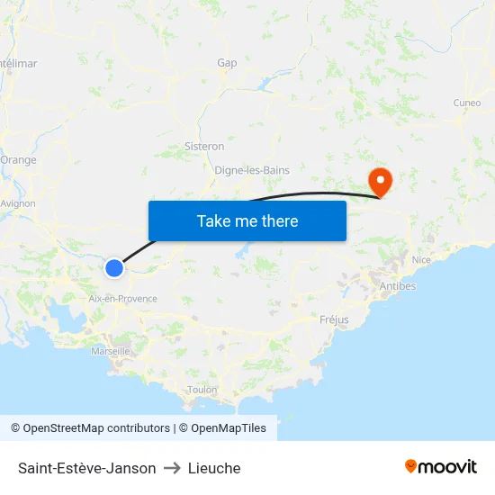 Saint-Estève-Janson to Lieuche map