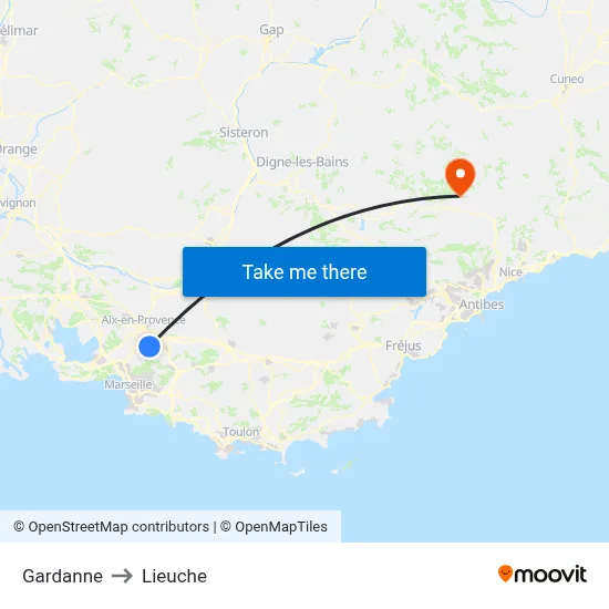 Gardanne to Lieuche map