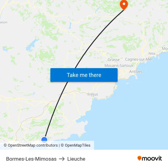 Bormes-Les-Mimosas to Lieuche map