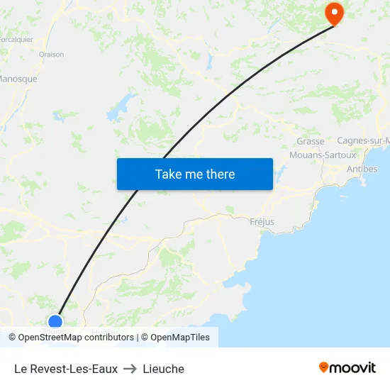 Le Revest-Les-Eaux to Lieuche map