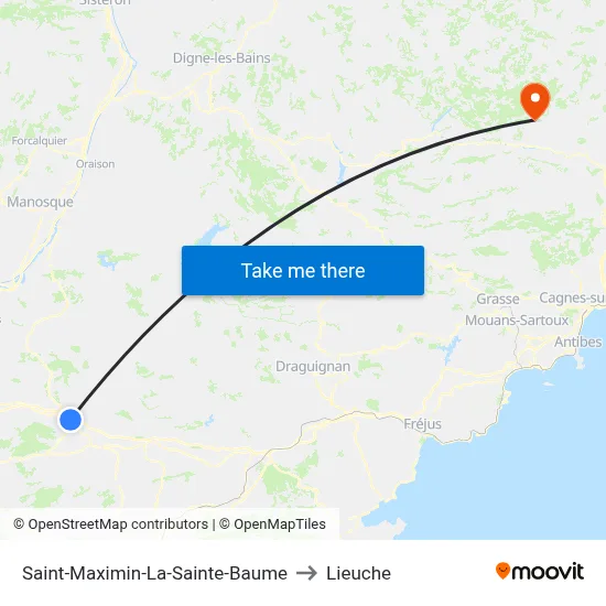 Saint-Maximin-La-Sainte-Baume to Lieuche map