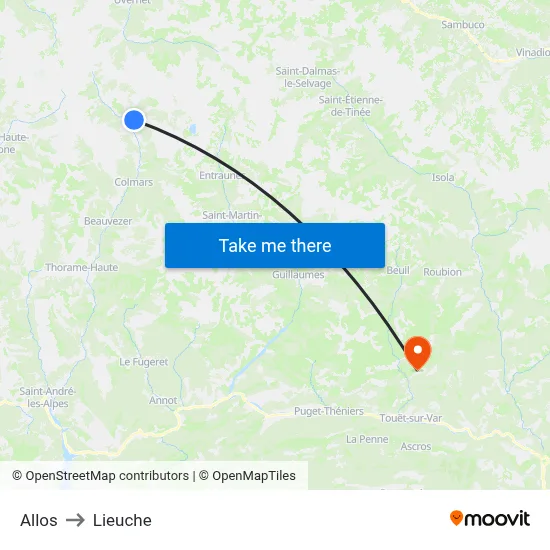 Allos to Lieuche map