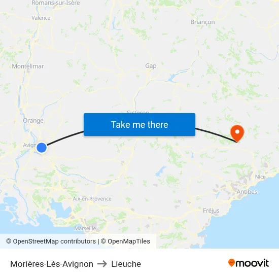 Morières-Lès-Avignon to Lieuche map