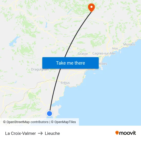 La Croix-Valmer to Lieuche map
