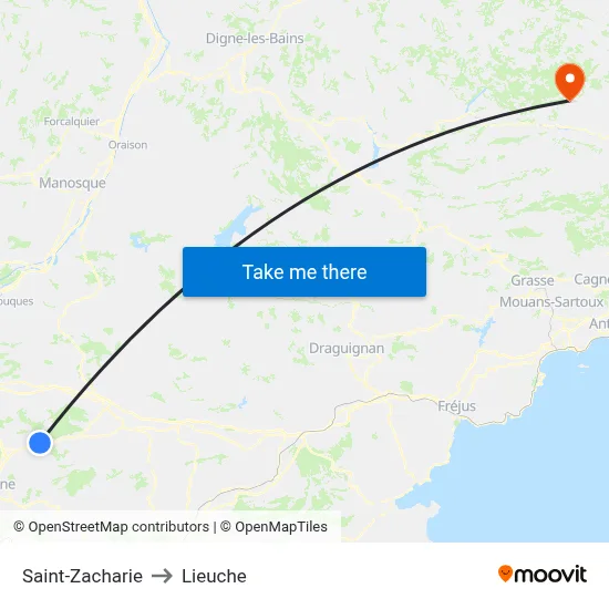 Saint-Zacharie to Lieuche map