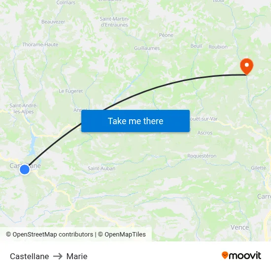Castellane to Marie map