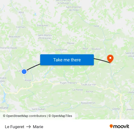 Le Fugeret to Marie map