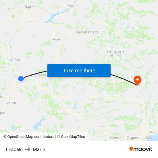 L'Escale to Marie map