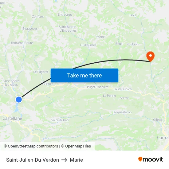 Saint-Julien-Du-Verdon to Marie map