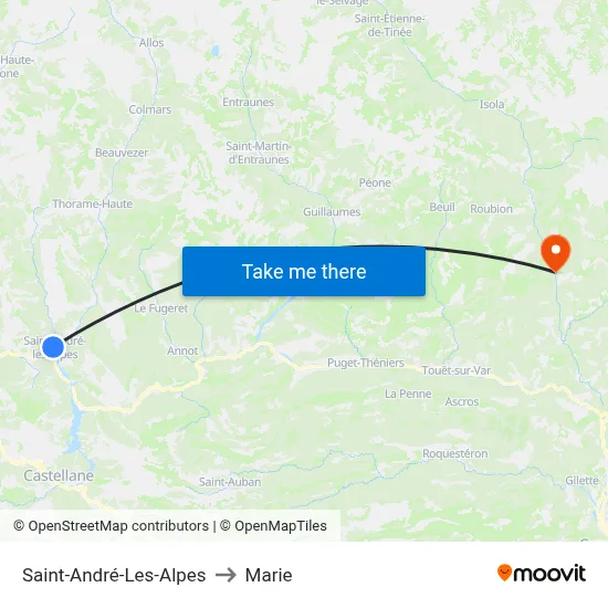 Saint-André-Les-Alpes to Marie map