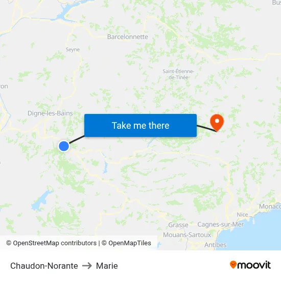 Chaudon-Norante to Marie map