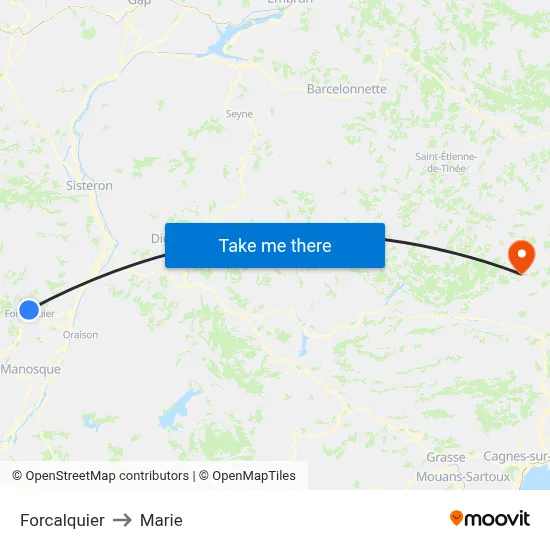Forcalquier to Marie map
