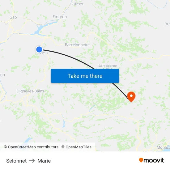 Selonnet to Marie map