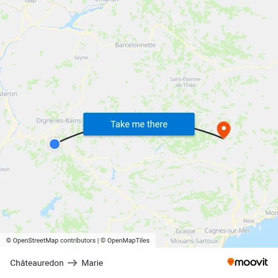 Châteauredon to Marie map