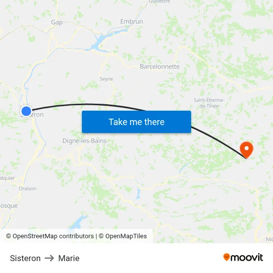 Sisteron to Marie map
