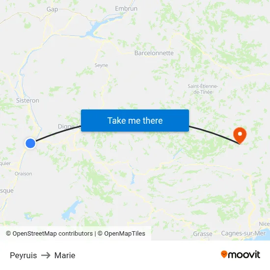 Peyruis to Marie map