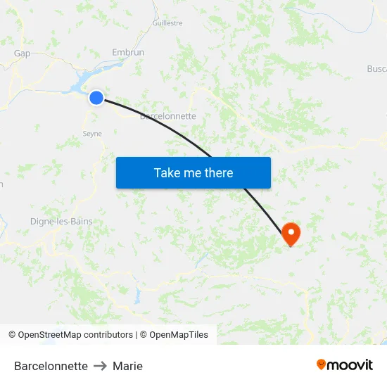 Barcelonnette to Marie map