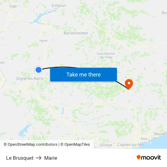 Le Brusquet to Marie map