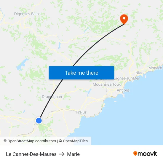 Le Cannet-Des-Maures to Marie map
