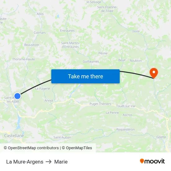 La Mure-Argens to Marie map
