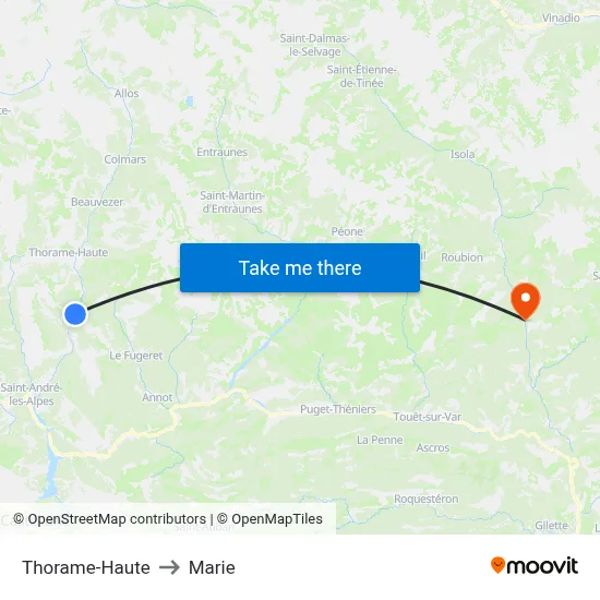 Thorame-Haute to Marie map
