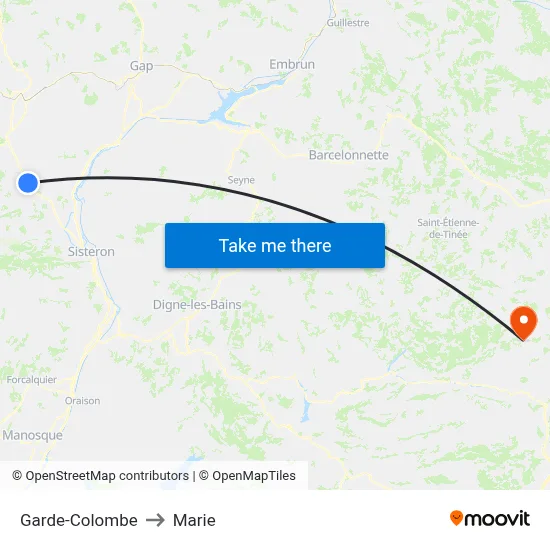 Garde-Colombe to Marie map