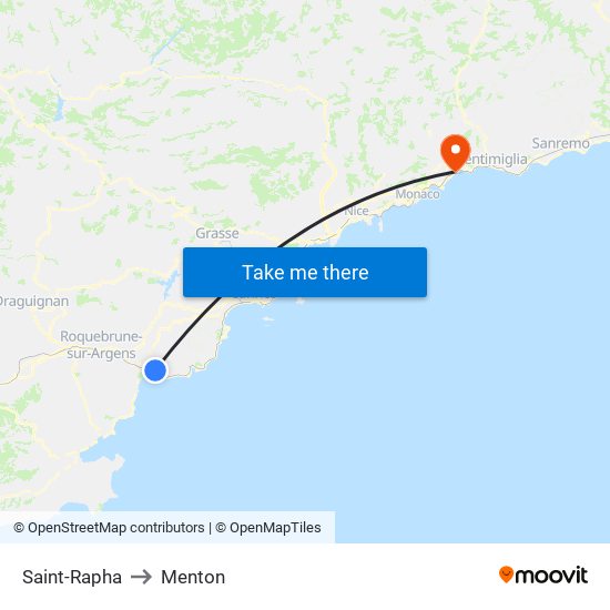 Saint-Rapha to Menton map