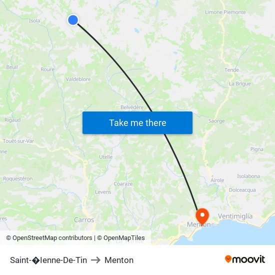 Saint-�Ienne-De-Tin to Menton map