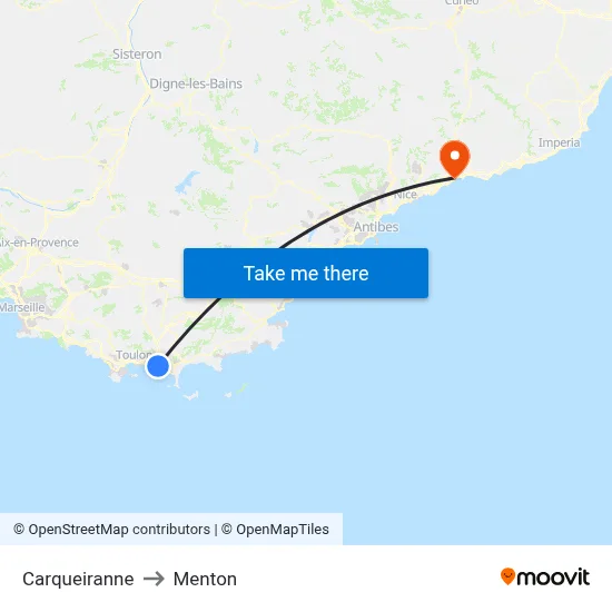 Carqueiranne to Menton map