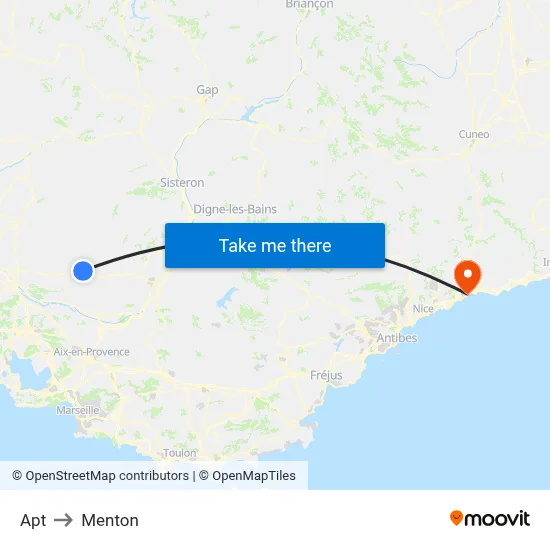 Apt to Menton map