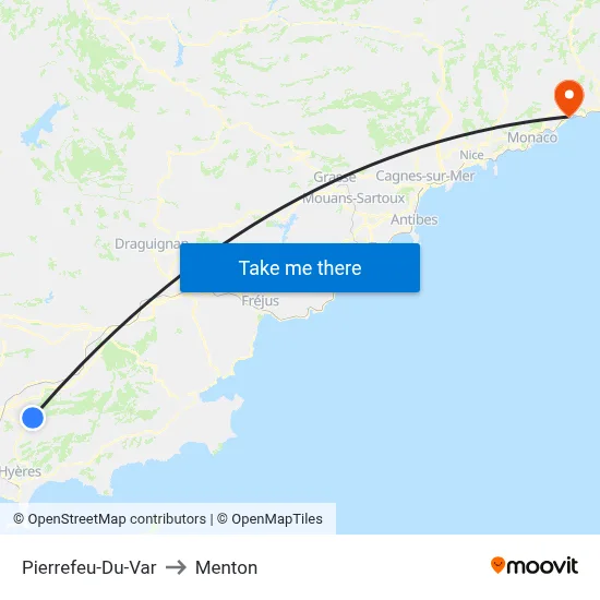 Pierrefeu-Du-Var to Menton map
