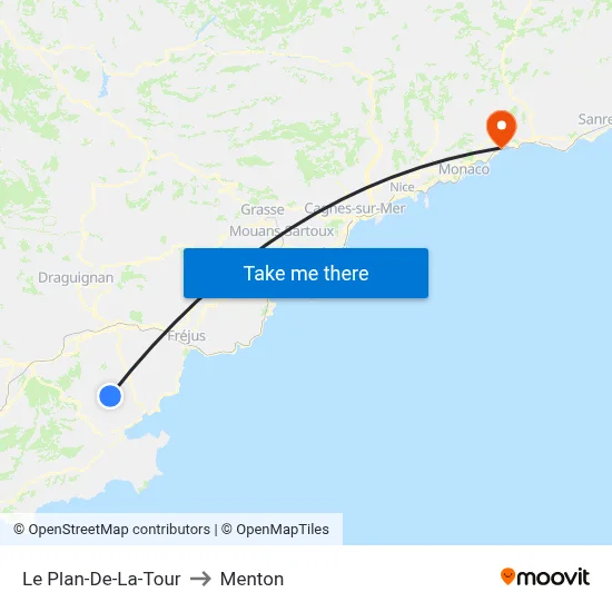 Le Plan-De-La-Tour to Menton map