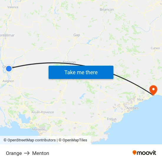 Orange to Menton map