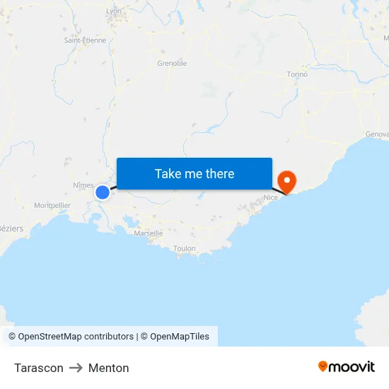 Tarascon to Menton map