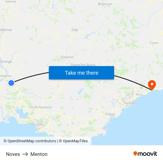 Noves to Menton map