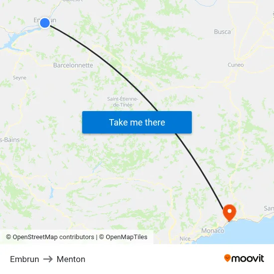 Embrun to Menton map