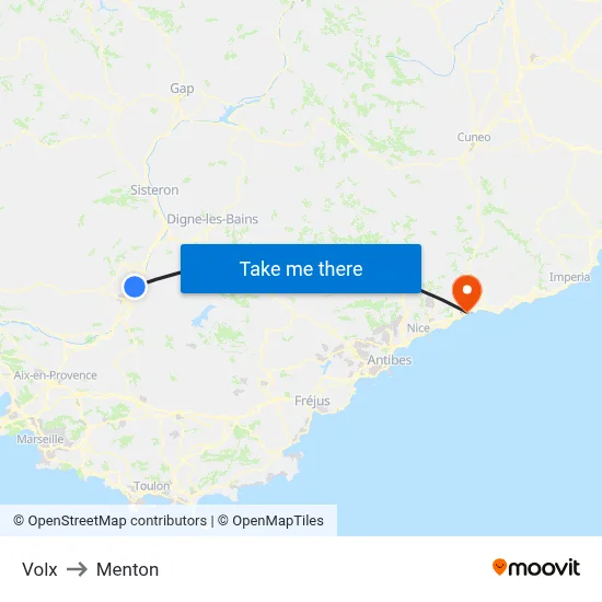 Volx to Menton map