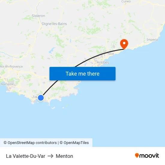 La Valette-Du-Var to Menton map