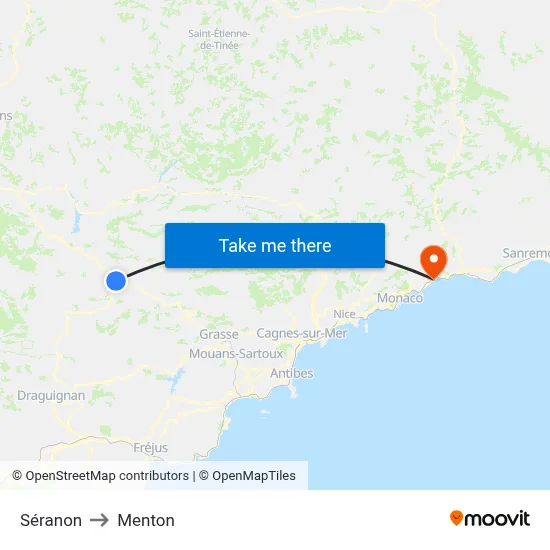 Séranon to Menton map