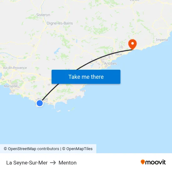 La Seyne-Sur-Mer to Menton map