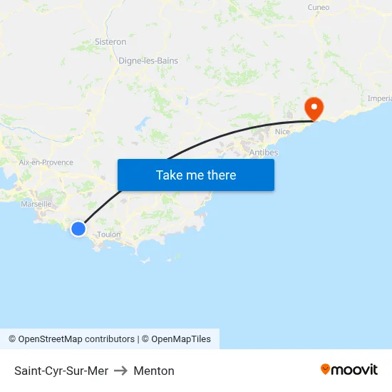 Saint-Cyr-Sur-Mer to Menton map